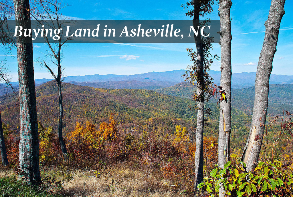 Open land for sale in Asheville overlooking the mountains in the fall.