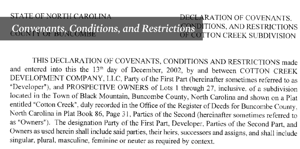 Covenants and Restrictions