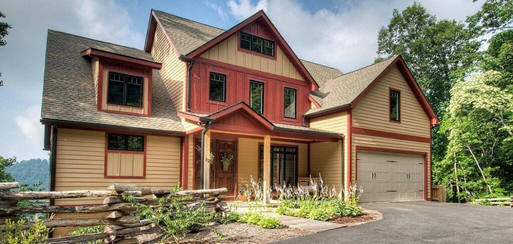 Red and Tan craftsman home