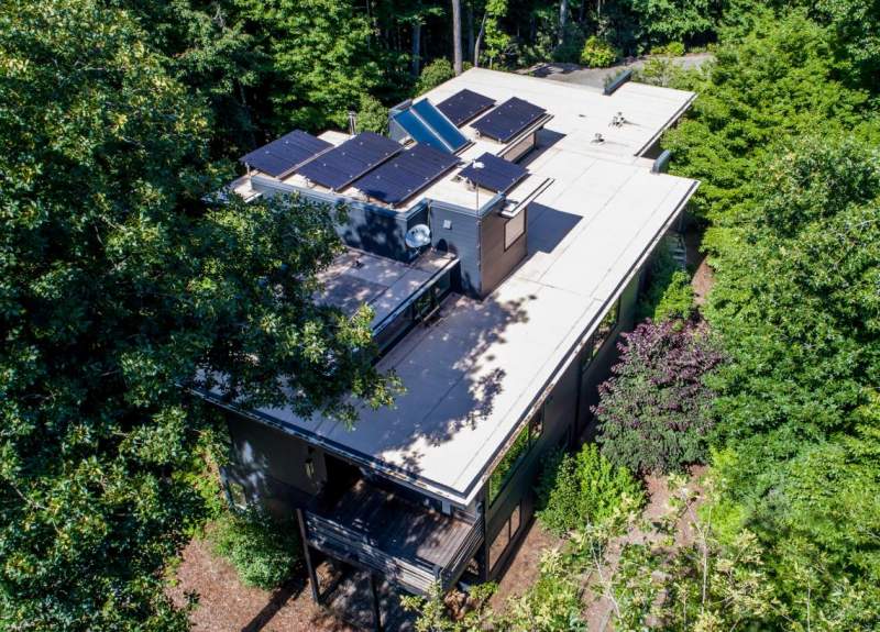 Drone view of solar panels