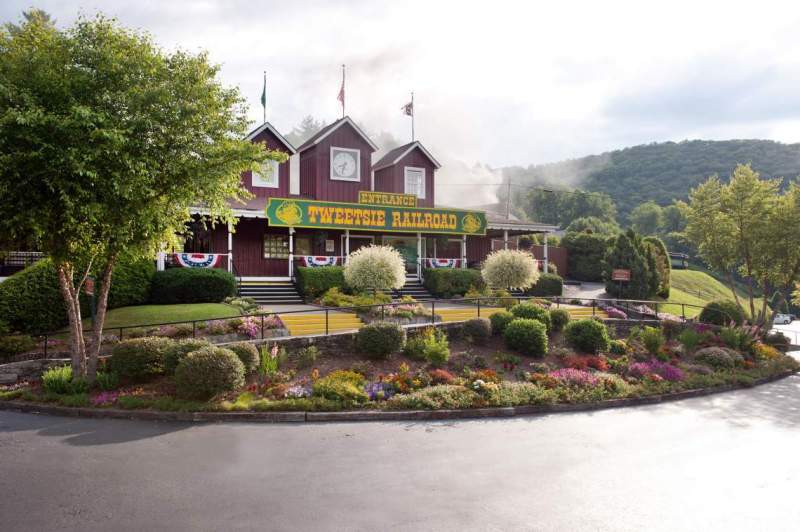 Tweetsie Railroad is a family oriented railroad and Wild West theme park located between Boone and Blowing Rock, North Carolina, United States. In addition to a 3-mile (4.8 km) ride aboard an authentic steam locomotive, the park features amusement rides and other attractions geared towards families with children. Photography by Steve Exum, exumphoto.com