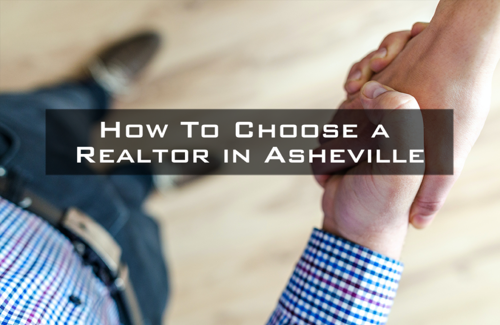 Shaking Hands - Text says "How to Choose a Realtor in Asheville"