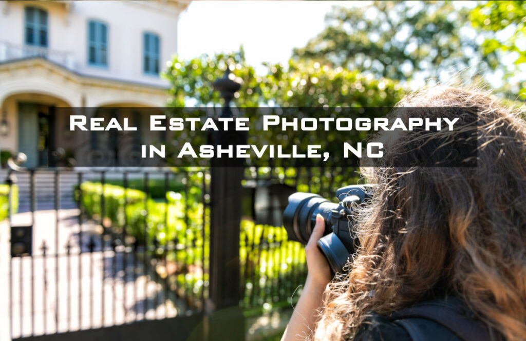 Image of photographer capturing an Asheville home to use for a real estate listing.